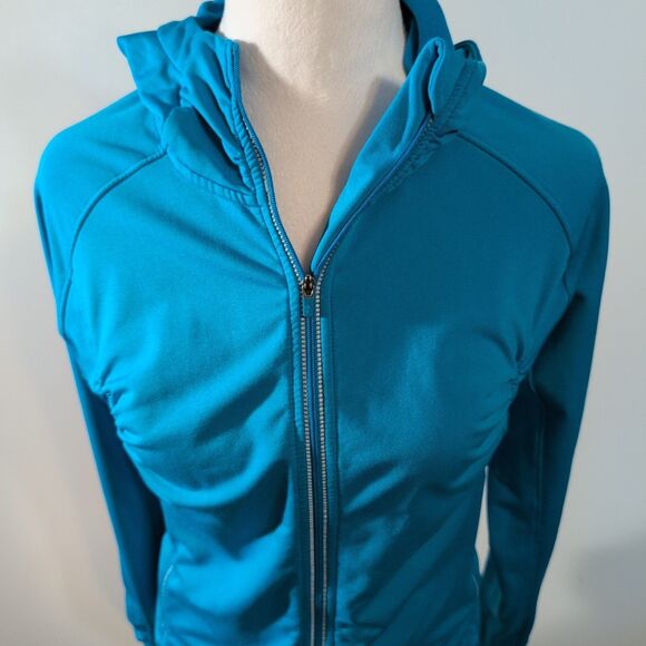 Athleta Half Mile Reflective Hoodie Women’s Small Blue Full Zip Running Jacket - Picture 2 of 11